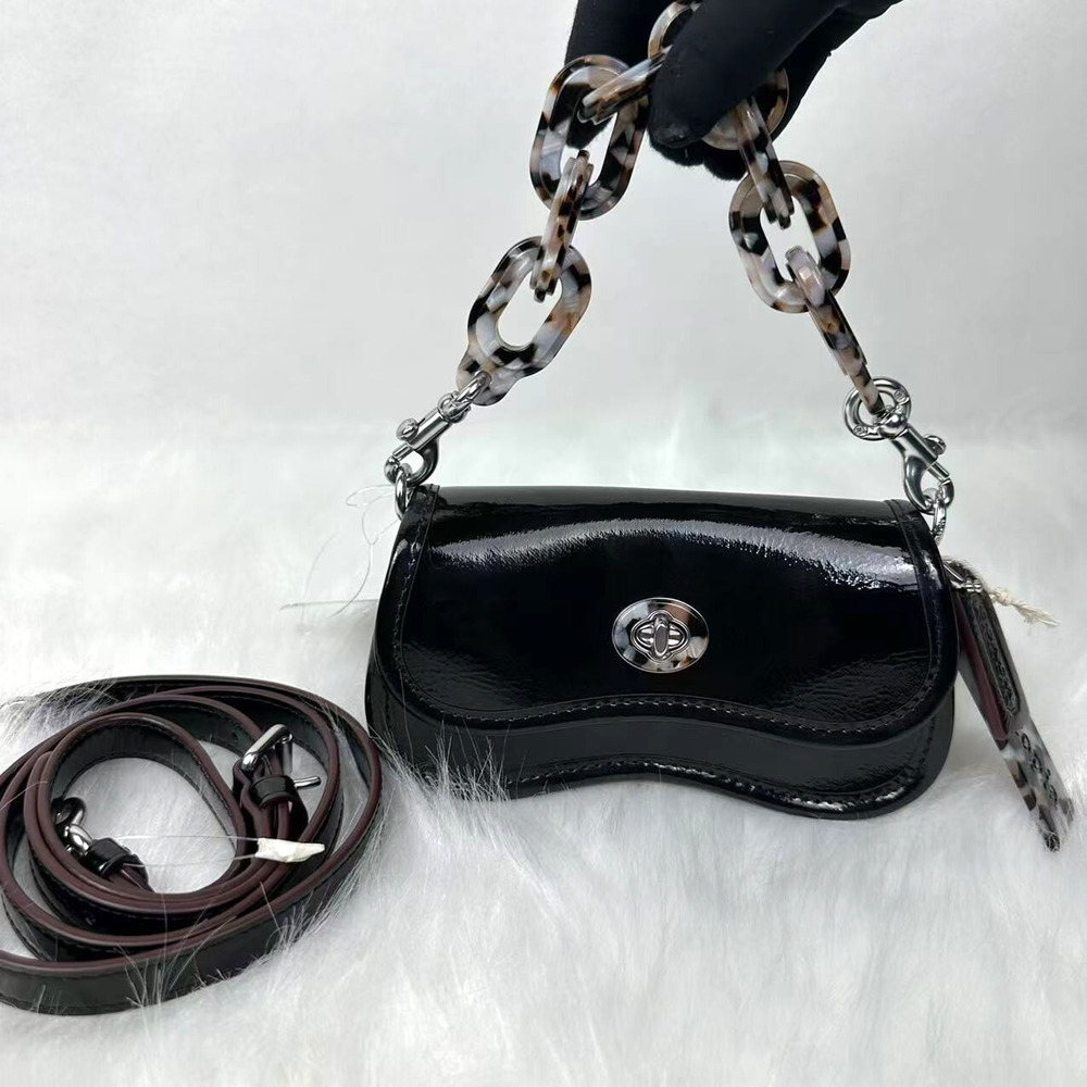 Coach Mini Wavy Dinky Bag Crossbody In Coachtopia Leather Black CQ853 NWT